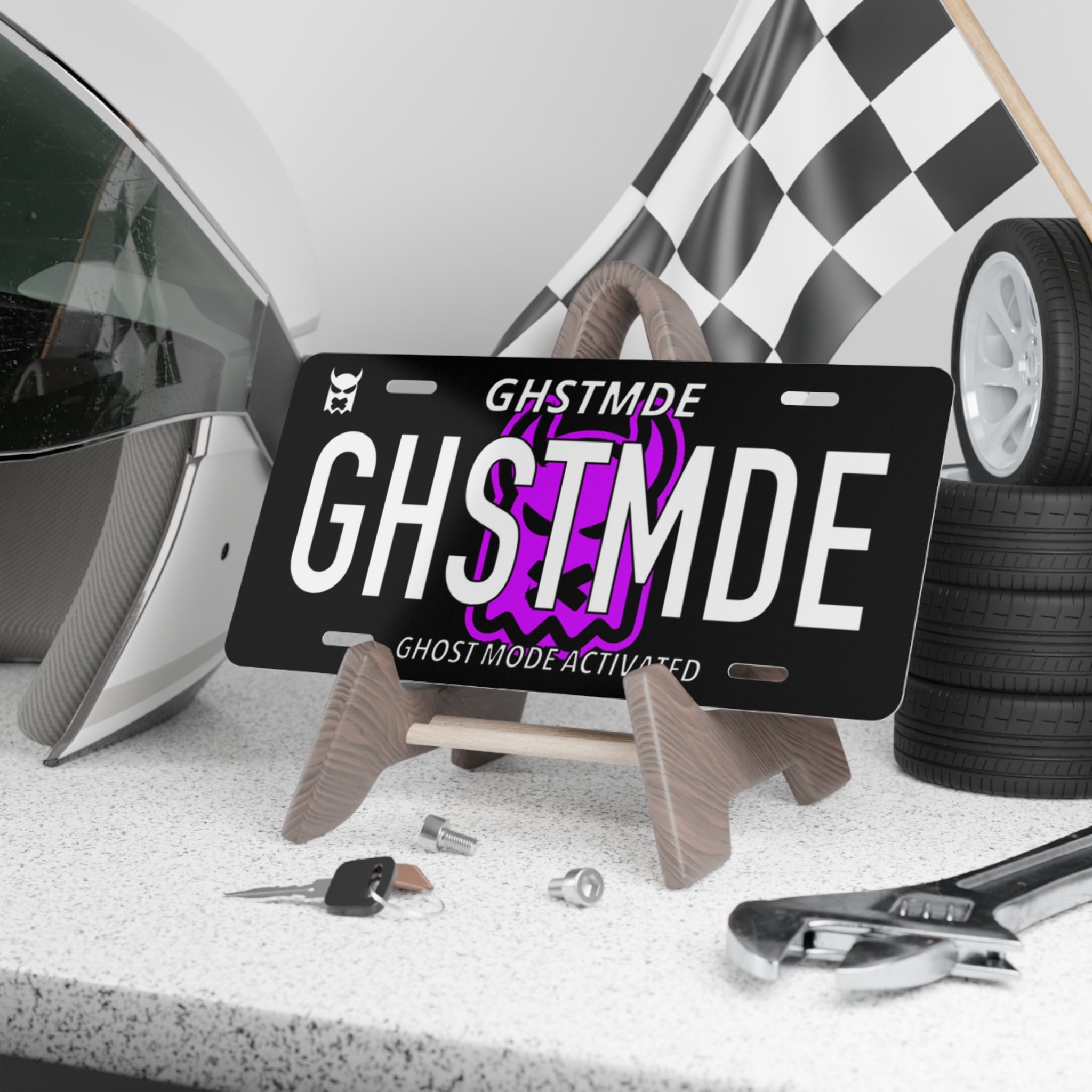Ghstmode Vanity Plate — "GHOSTMODE ACTIVATED" Purple Skull License Plate
