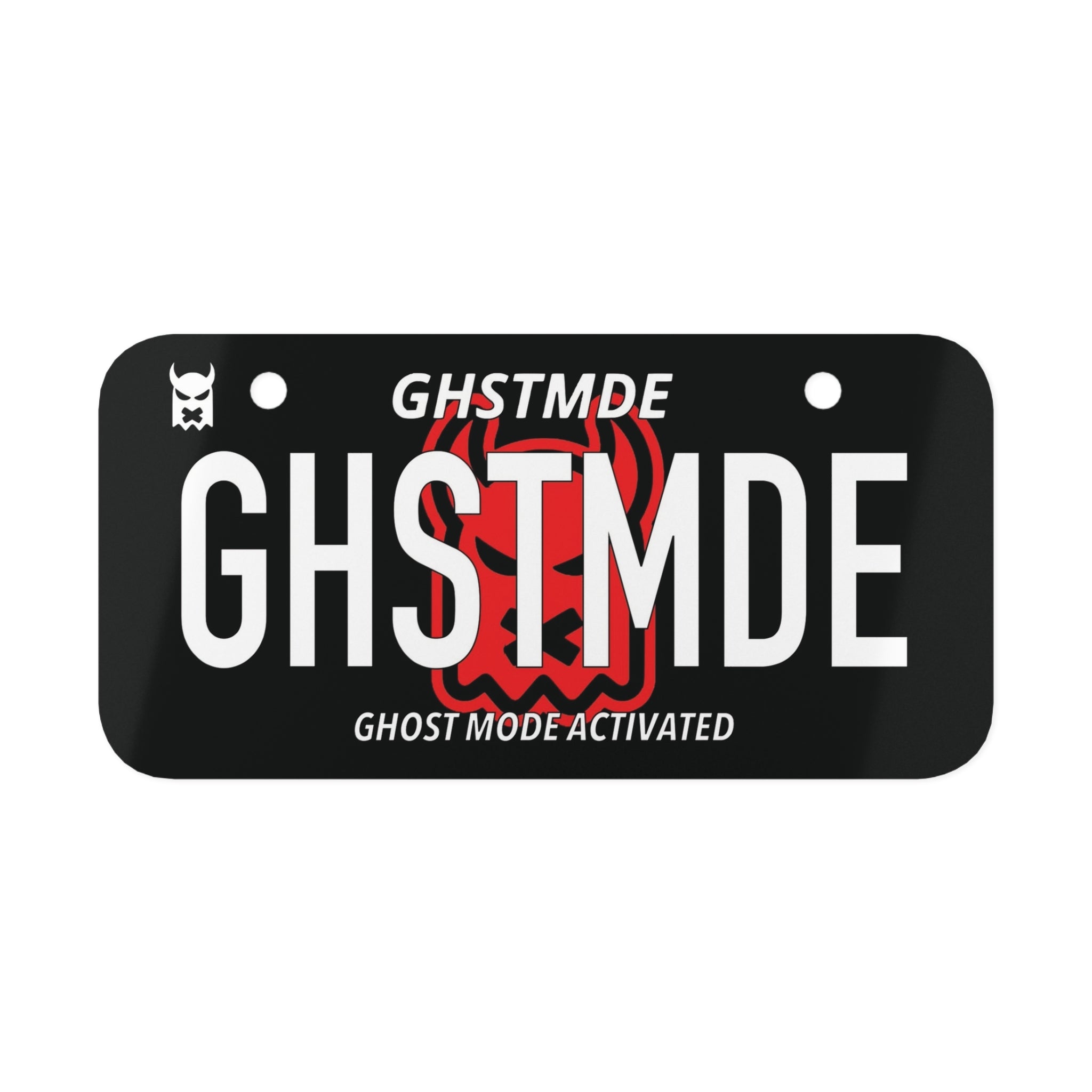 Ghost Mode Mini License Plate — 'GHSTMDE' Decorative Metal Tag