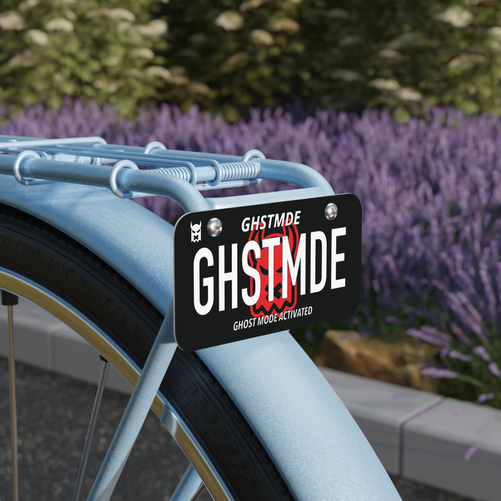 Ghost Mode Mini License Plate — 'GHSTMDE' Decorative Metal Tag