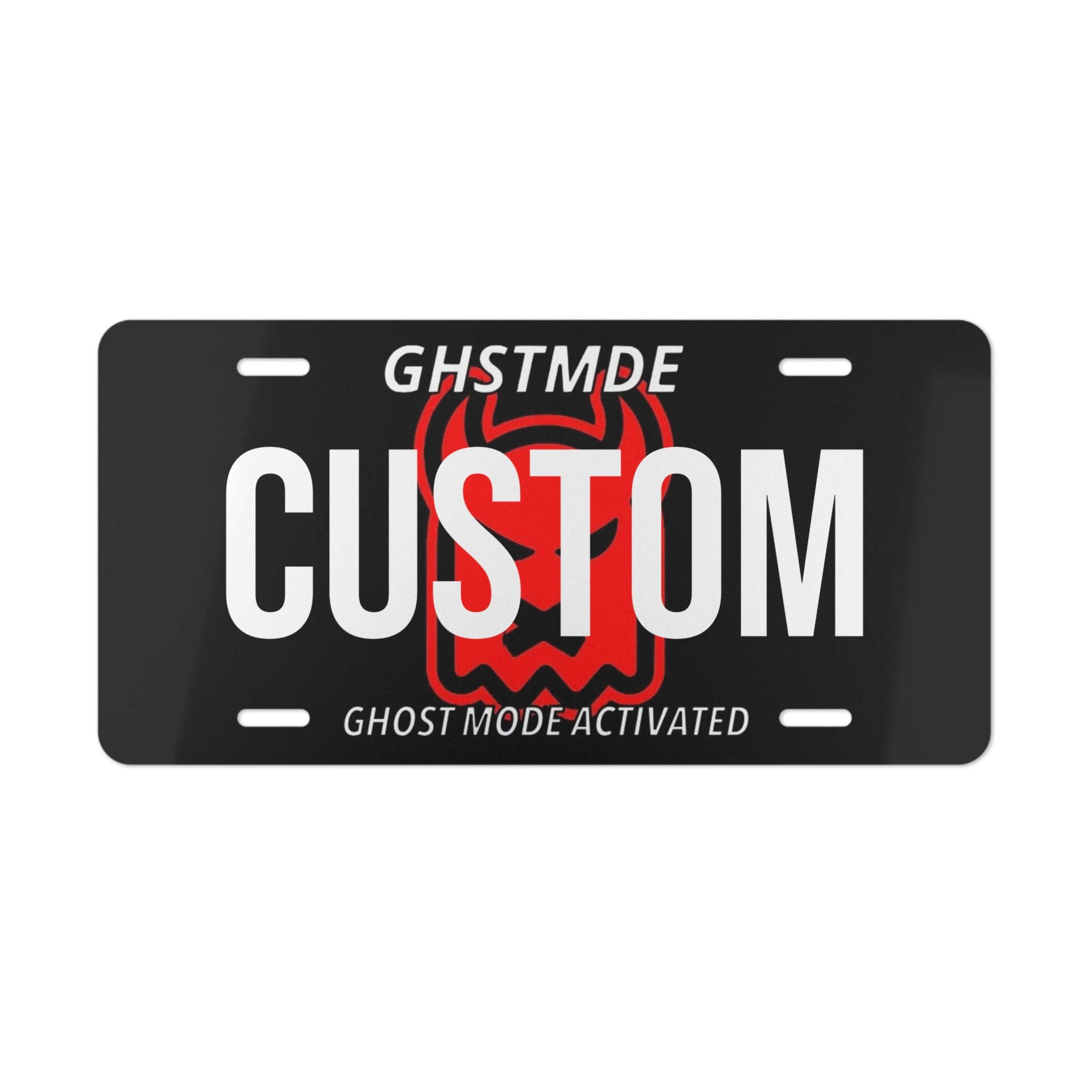 CUSTOM RED GHOST CAR PLATE